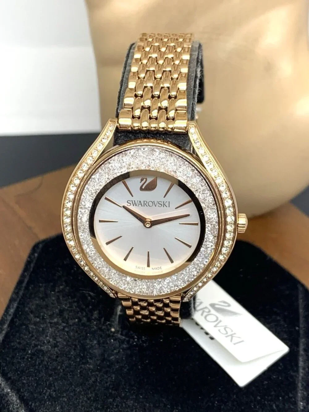 Swarovski Crystalline Aura Women's Watch Swiss Quartz Rose Gold Steel 36mm